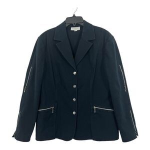 St. John Sport by Marie Gray Size L Black Cotton Zipper Detail Jacket